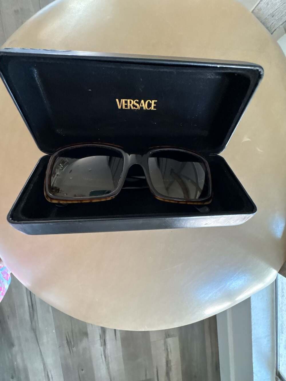 Versace Vintage 4069 Square Sunglasses with Tortoise Shell Temples